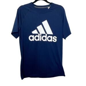 Adidas Logo Graphic Print Ultimate Tee Shirt‎ Short Sleeve Crewneck Blue Medium